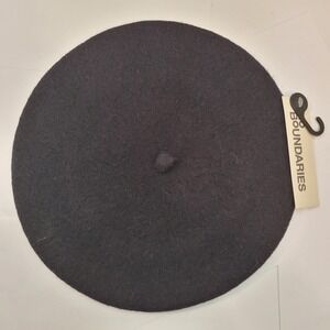 No Boundaries Beret Women Black Solid Wool Blend One Size NB253193